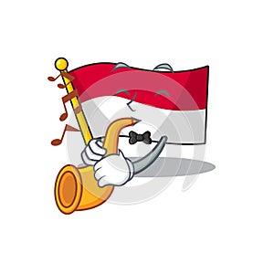 Flag monaco Scroll cartoon character design performance with trumpet