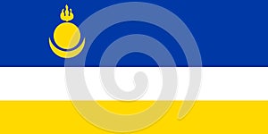 flag of Mongolic peoples Buryats. flag representing ethnic group or culture, regional authorities. no flagpole. Plane layout, photo