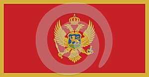 Flag of Montenegro. Montenegrin flag. Balkan country