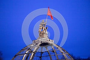 Flag monument over the Reichstag on Prokhorovskoye field in Prokhorovka village Belgorod region Russia