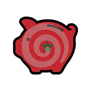 Flag of Morocco, piggy bank icon, vector symbol