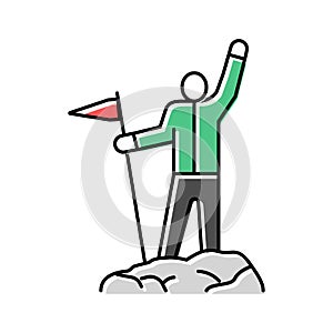 flag mountaineer top color icon vector illustration