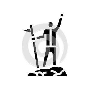 flag mountaineer top glyph icon vector illustration