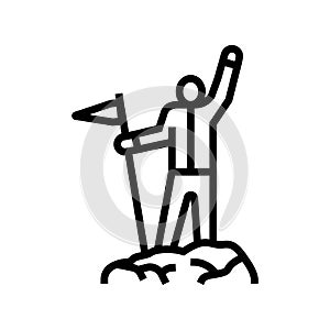 flag mountaineer top line icon vector illustration