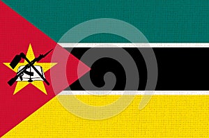 Flag of Mozambique. Mozambique flag on fabric surface. African country