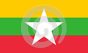 Flag of Myanmar. illustration vector of Myanmar flag. Myanmar or Burma is a member of Asean Economic Community (AEC)