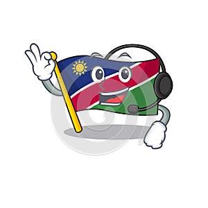 Flag namibia isolated the with headphone in character