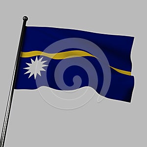 The flag of Nauru fluttering in the wind. 3d rendering, isolated image.