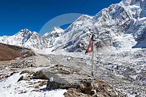 Flag of Nepal on Everest Base Camp Trek.