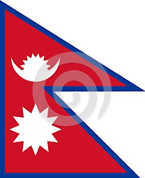 Flag of Nepal. Nepal flag on fabric surface. Fabric texture. Asian country