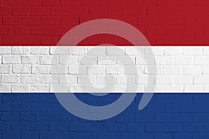 Flag of Netherlands. Brick wall texture of the flag of Netherlands