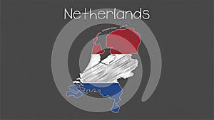 Netherlands map-flag illustration
