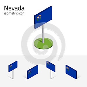 Flag of Nevada USA, vector 3D isometric flat icons