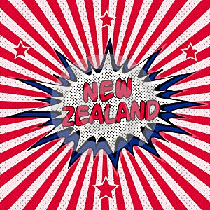 Flag of New Zealand in the style of pop art Comic Speech Bubble