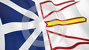 The flag of Newfoundland and Labrador. Waving silk flag of Newfoundland and Labrador. High quality render. 3D illustration