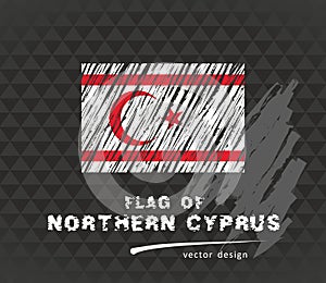 Flag of Northern Cyprus, vector pen illustration on black background