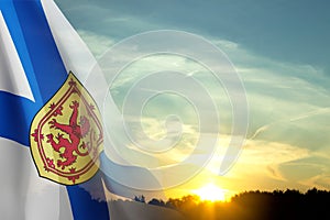 Flag of Nova Scotia against the sunset