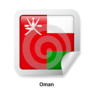 Flag of Oman. Round glossy sticker