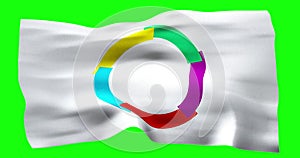 Flag of Organisation internationale de la Francophonie realistic waving on green screen. Seamless loop animation with high quality