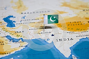 The Flag of Pakistan in the World Map photo