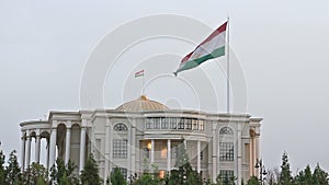 Flag of the Palais des Nations. Dushanbe, Tajikis