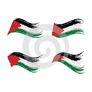 Flag of palestine brush paint style vector illustration