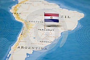 The Flag of Paraguay in the World Map