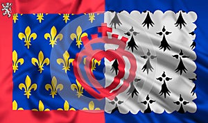 The flag of Pays de la Loire Rippled