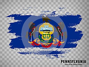 Flag of Pennsylvania from brush strokes. United States of America.  Flag State of Pennsylvania with title on transparent backgroun