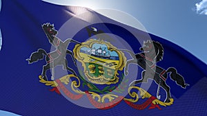 Flag of Pennsylvania Waving in the Wind