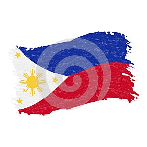 Flag of Philippines, Grunge Abstract Brush Stroke Isolated On A White Background. Vector Illustration.