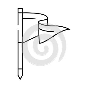 flag pointer map location line icon vector illustration