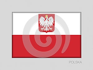 Flag of Poland with Eagle. National Ensign Aspect Ratio 2 to 3 o