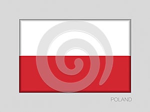 Flag of Poland. National Ensign Aspect Ratio 2 to 3 on Gray