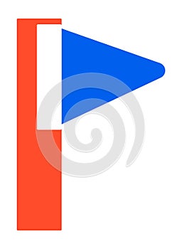 Flag on pole, icon of patriotic emblem vector