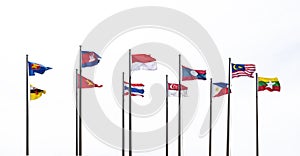 Flag poles of ASEAN countries