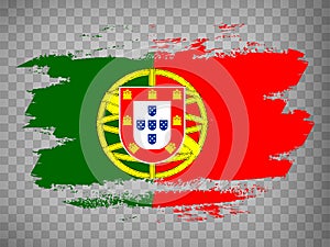 Flag of Portugal brush stroke background.  Flag Portuguese Republic on transparent backrgound