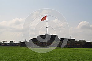 Flag post near the former DMZ in Vietnam