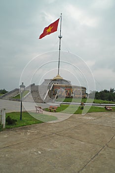 Flag post near the former DMZ in Vietnam