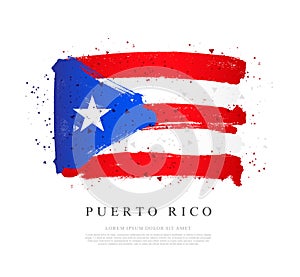 Flag of Puerto Rico. Brush strokes drawn by hand. Independence Day