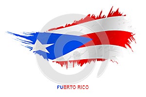 Flag of Puerto Rico in grunge style with waving effect