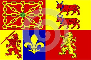 Flag of Pyrenees-Atlantiques in Lot-et-Garonne of Nouvelle-Aquitaine is the largest administrative region in France