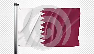 Flag of Qatar isolated on transparent background, Realistic Vector effect