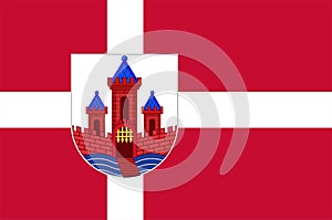 Flag of Randers in Central Jutland Region of Denmark