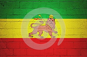 Flag of the Rastafari painted on a wall photo