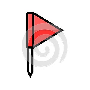 flag red pointer map location color icon vector illustration