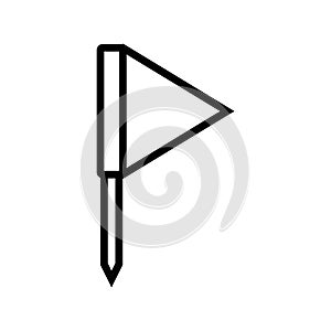 flag red pointer map location line icon vector illustration