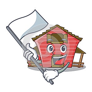 With flag red storage barn isolated on mascot