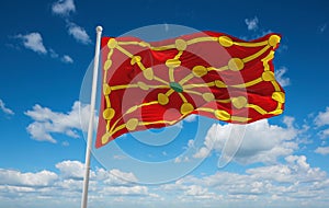 flag of Reino de Navarra, Europe at cloudy sky background, panor photo