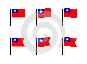 Flag of the Republic of China icons set, Taiwan flag symbols